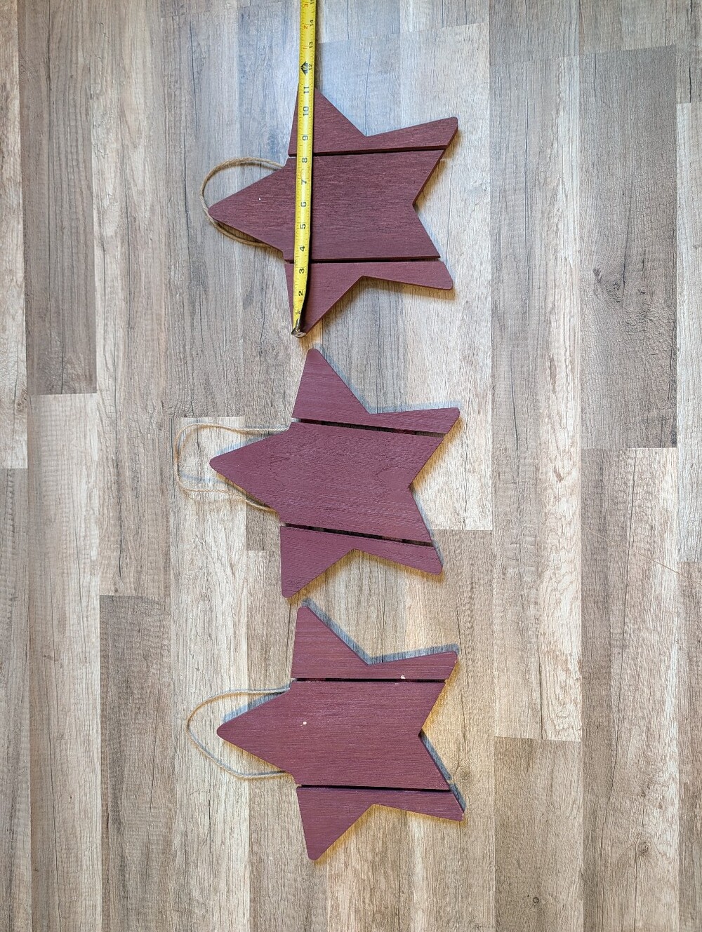 Rustic Red Wooden Star Holiday Hanging Decor - Set of 3